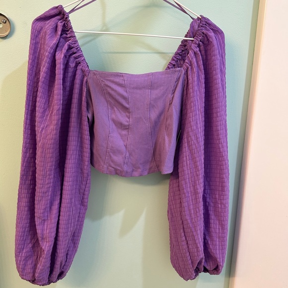 Urban Outfitters Purple Puff Long Sleeve Top - Picture 3 of 5